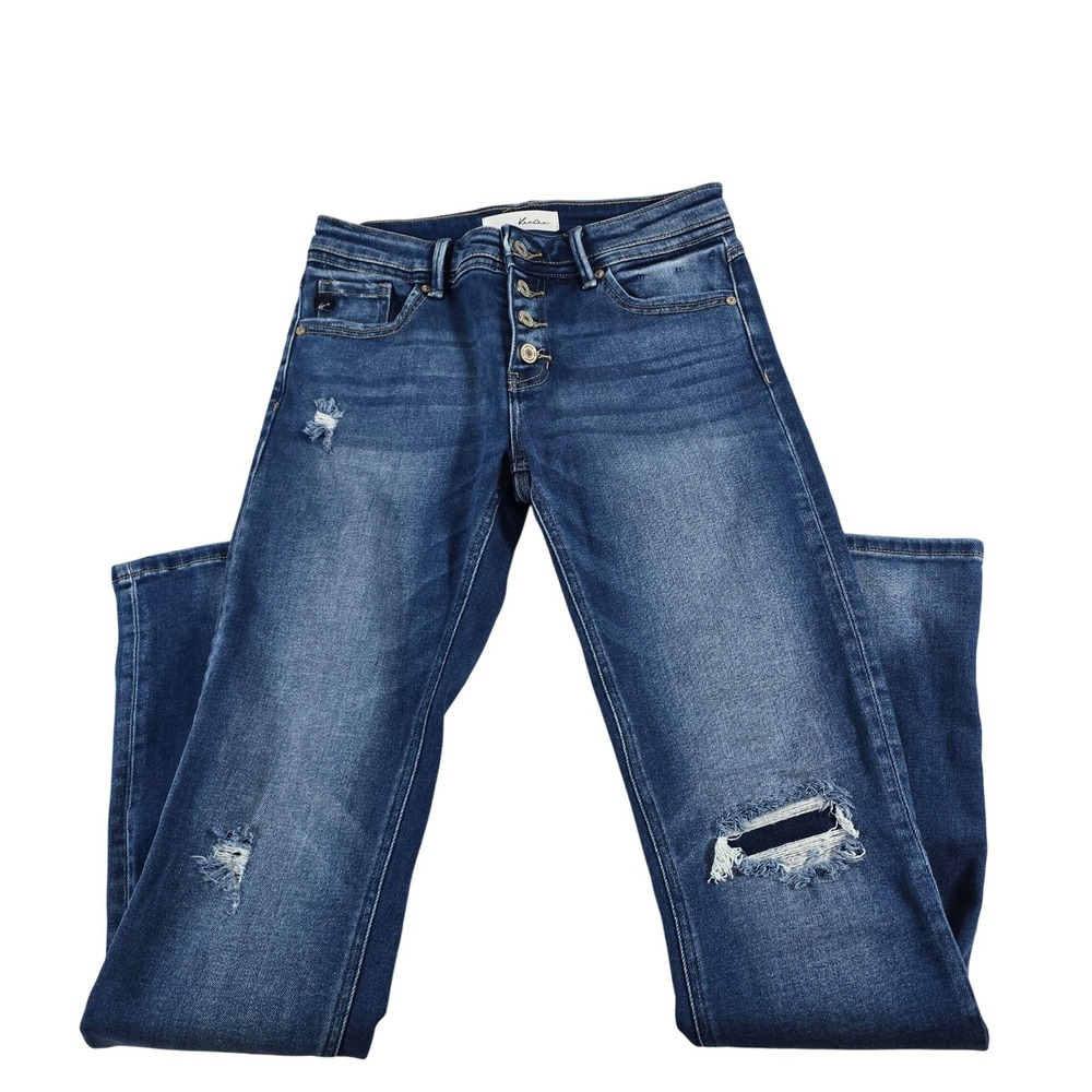 KanCan KC8599M Women Distressed Button Fly‎ Skinny Jeans Dark Wash Size 7 27